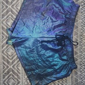 Shein Drawstring Waist Metallic Shorts